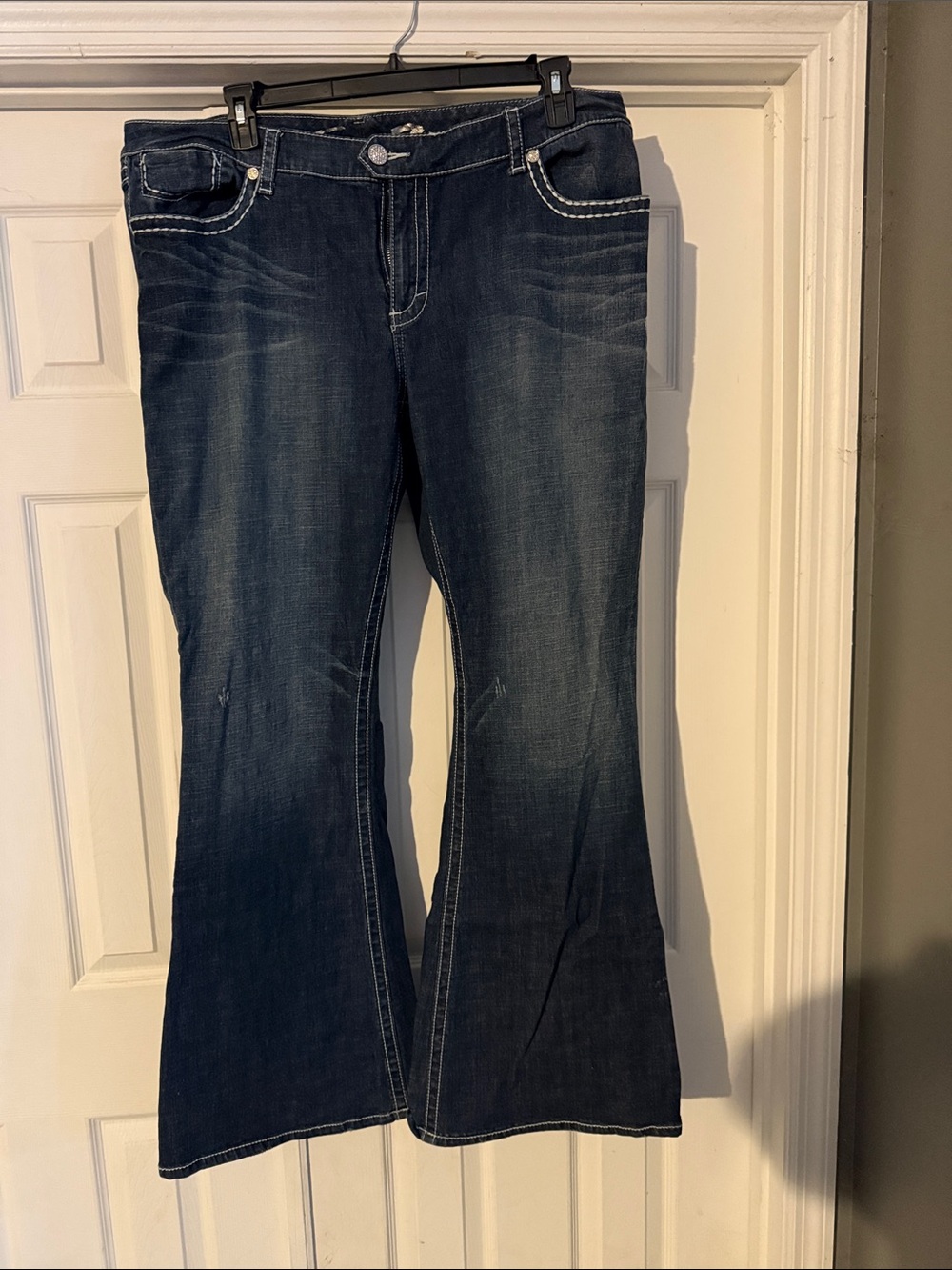 Seven 7 Dark Indigo Flare Jeans - Stretch Wide Leg size 22